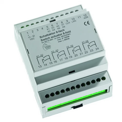 HS-SA8-FEM radio receiver, switching actuator, 8 channels, DIN-rail