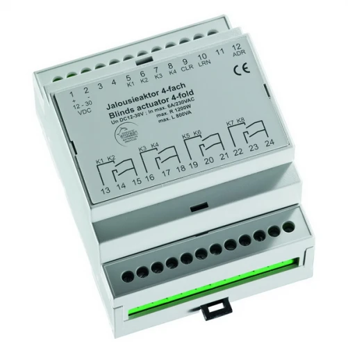 HS-JA4-FEM radio receiver, Shutter actuator, 4 channels, DIN-rail