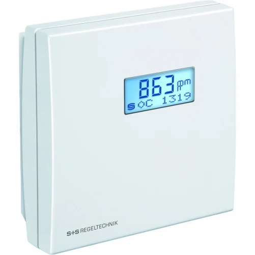 RFTM-CO2-W-Display 0-10V / 4...20mA, Changeover contact, 0...2000 / 5000ppm, 0...100%, 0...+50°C, BALDUR II