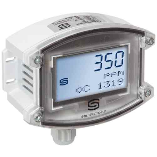 ACO2-W-Display 0...2000 / 5000ppm, 0-10V / 4-20mA & skiftekontakt, overflademonteret CO2-sensor TYR II