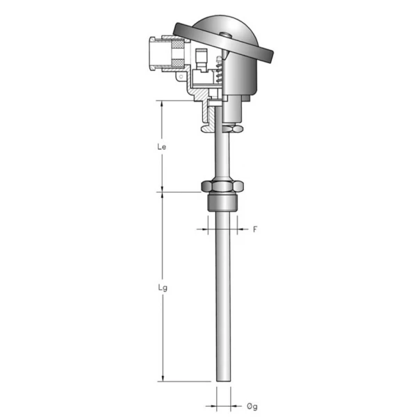 Thermokoppel type: K met DIN-B behuizing incl. RVS seperate dompelbuis TCK – Image 3