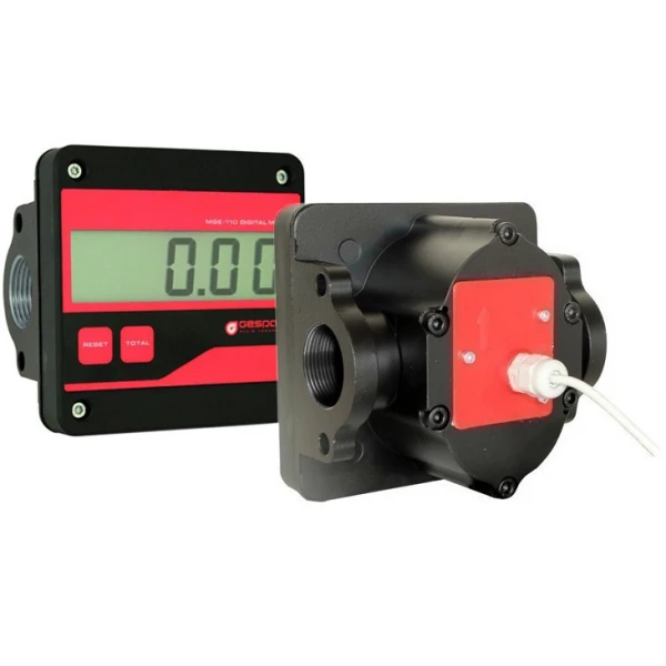 Caudalímetro de impulsos para gasóleo, lubricantes,, biodiésel | MGE/I-110 - METER + PULSER 5-110 l/min. con pantalla LCD