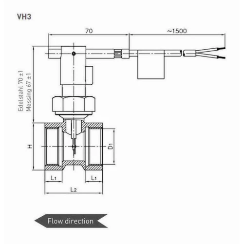 Compacte Flow switch Type: VH325M01111I51 | G1" (DN25) aansluiting (messing) - Billede 2