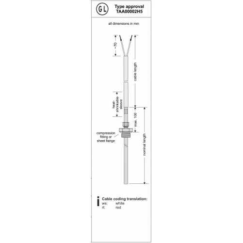 Pt100 insteek temperatuursensor met GL-keur type: WT-K1G - Imagen 2