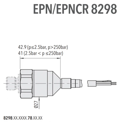 Trafag Druktransmitter met scheepskeur EPN-8298 / Range: 0 ...35000 PSIG - obrazek 2