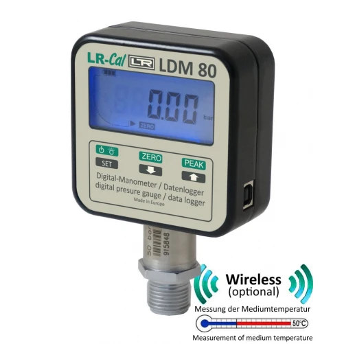 Pneumatische Drukkalibratiepomp met digitale manometer LPP-40+DM80, Bereik -1 / + 40 Bar - immagine 4