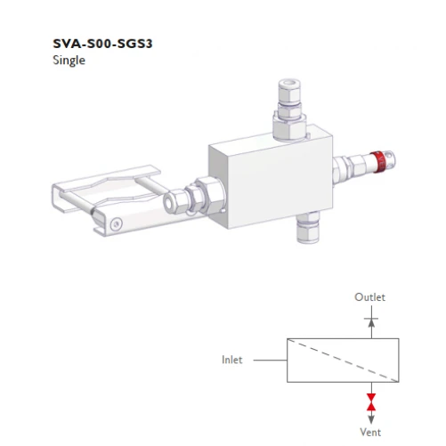 Single Vent Purge Block SVA-S00-SCS4 incl. ATK-ES Anti-Tamper Key 316