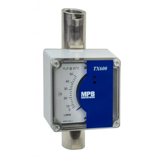 Flowmeter TX600 equipped with a 4-20mA two-wire transmitter.