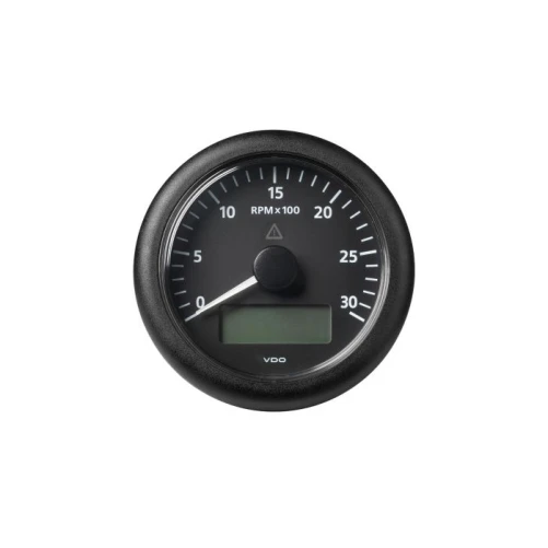 VDO VIEWLINE TACHOMETER W/MULTI-FUNCTION DISPLAY - 0 TO 3000 RPM - BLACK DIAL BEZEL [A2C59512390]