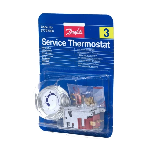 Service thermostat NO-2 for refrigerator with push button defrosting