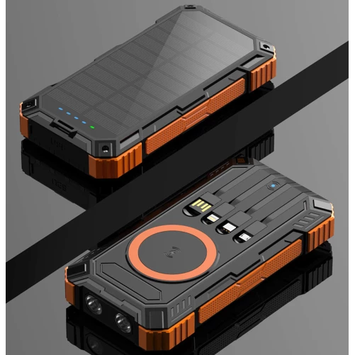 Solar Powerbank 30000mAh | draadloos opladen - robuust design - ingebouwde zonnecel - meerder USB-poorten - Afbeelding 2