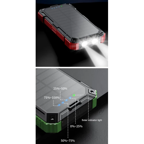 Solar Powerbank 30000mAh | draadloos opladen - robuust design - ingebouwde zonnecel - meerder USB-poorten - Afbeelding 6