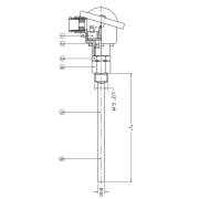 Alternative view of PT100 3-draads met DIN-B behuizing incl. RVS seperate dompelbuis TL516