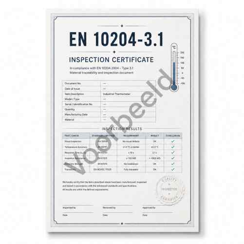 EN 10204-3.1 keuringscertificaat voor temperatuurmeter